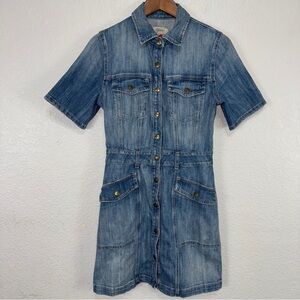 Current/Elliott Blue Trucker Shirt Dress Denim women Size 1 Small Jean‎ Mini #cc